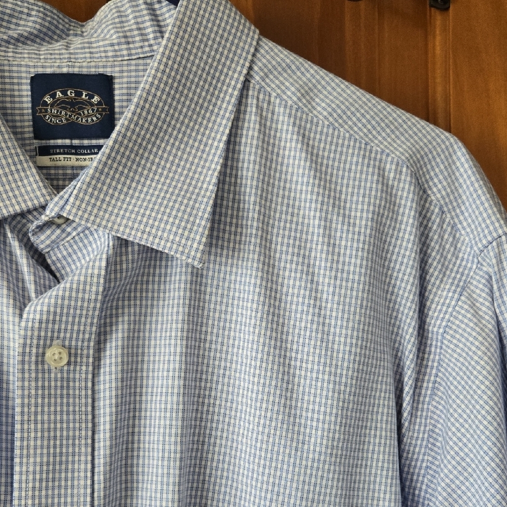 Classic Blue Checkered Men's Button-Down Shirt
